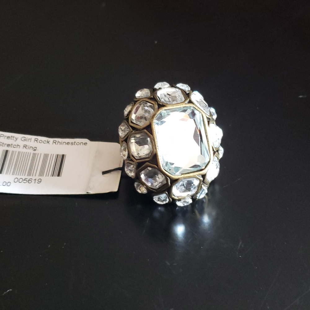 NWT Large Rhinestone Rock Stretch Ring - Picture 6 of 8